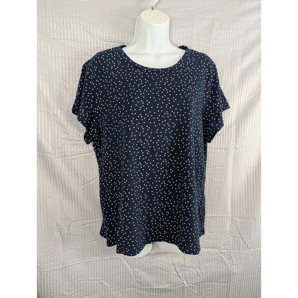 Lauren Conrad XXL Navy Blue Polka Dot Short Sleeve Tee Womens Casual Top - Picture 2 of 11